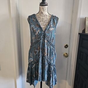 Free People Teal Floral Dress